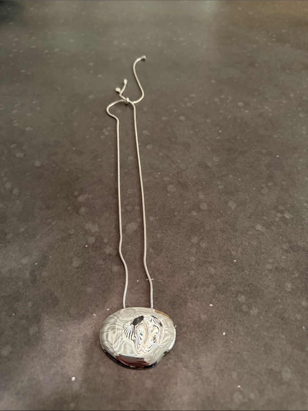 ettika Silver Organic Textured Pendant Necklace